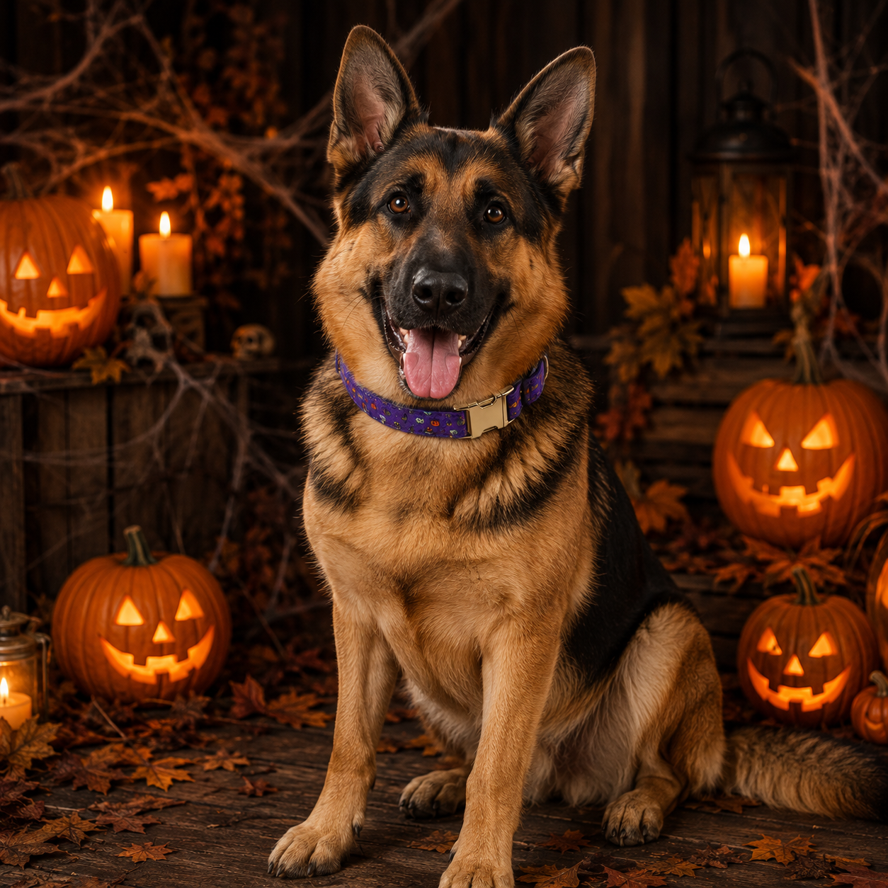 Purple Halloween Print Dog Collar for Pets